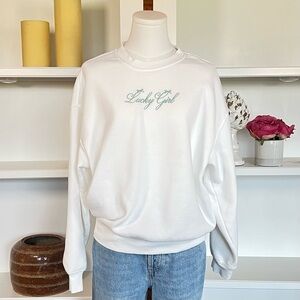 White Lucky Girl Sweatshirt